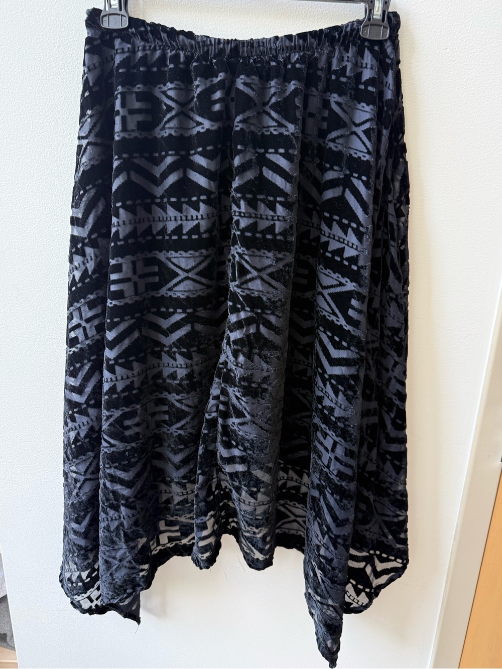Denim & Supply Ralph Lauren Black Burnout Velvet Handkerchief Skirt M Boho - Picture 4 of 11